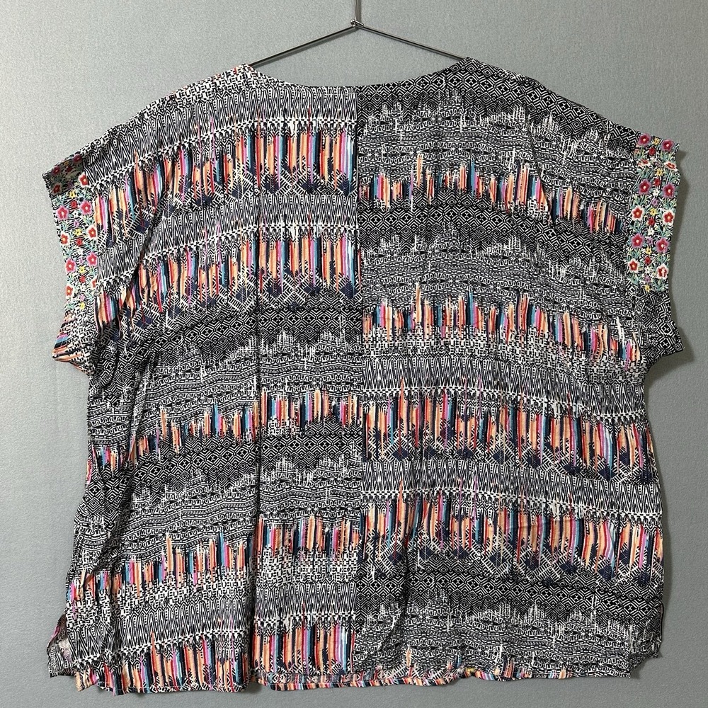 Savanna Jane Floral Embroidered Popover Top Black Artsy Boho Womens's 3X NWOT - Picture 6 of 11